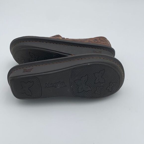 Alegria Brown Floral stamped leather Slip-On Shoes nurse teacher comfort shoe 38 - Picture 13 of 14
